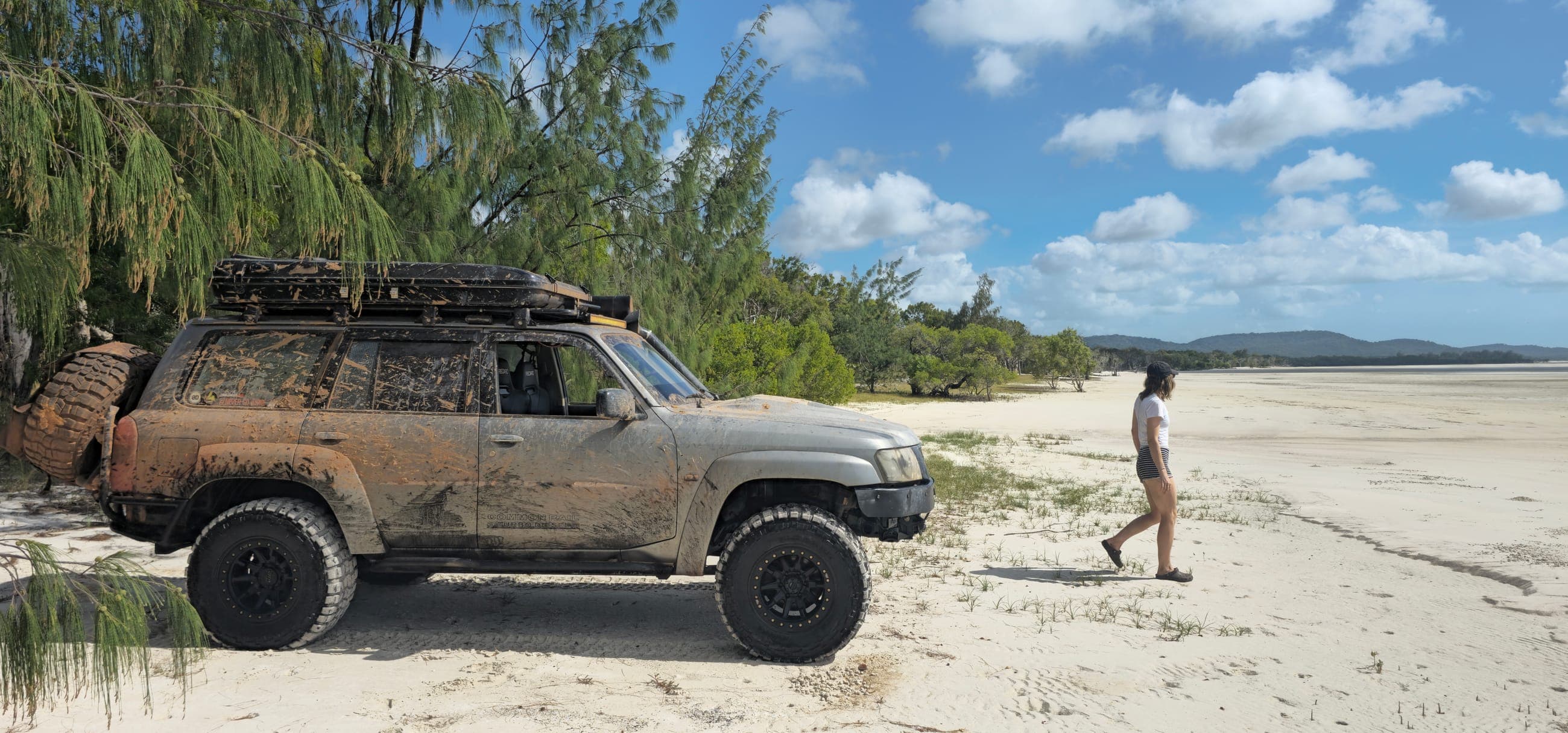 A four wheel drive in remote country.